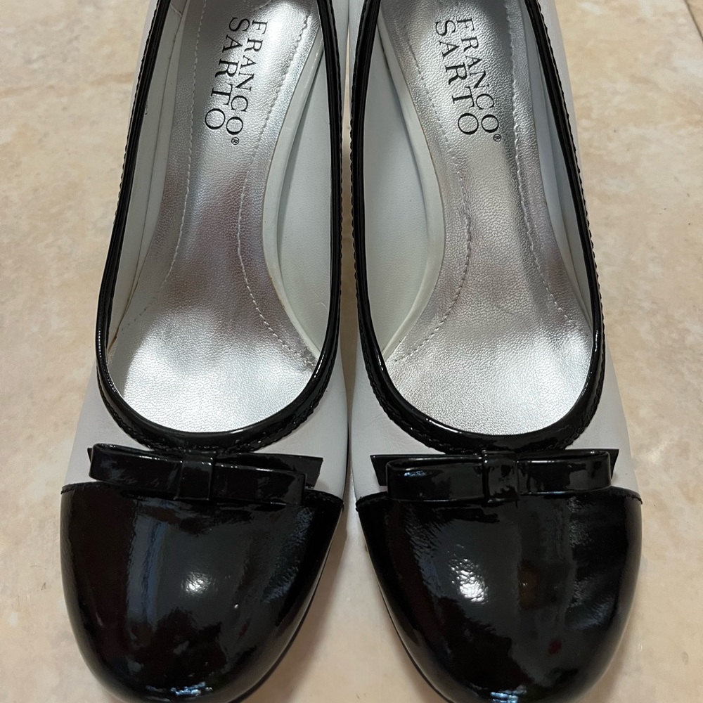New Franco Sarto Patent Black/White 2 Tone High Heels 👠 Office Work Pumps